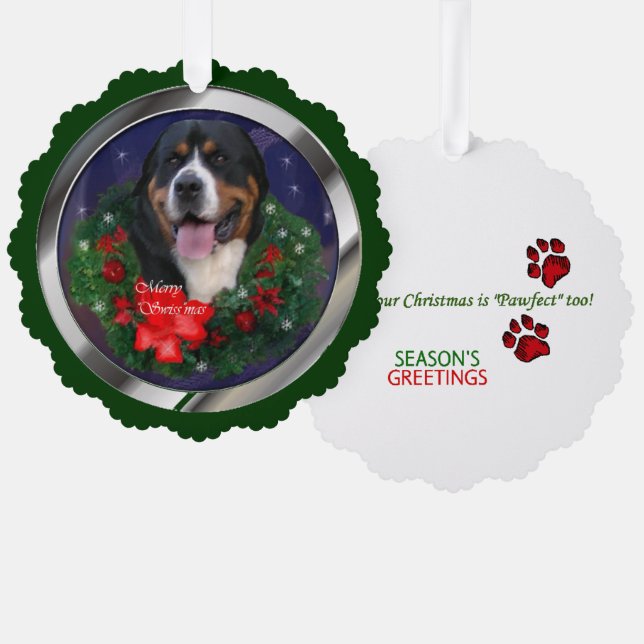 Greater Swiss Mountain Dog Weihnachtsgeschenke Ornament Karte (Vorderseite/Rückseite)