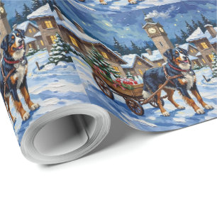 Greater Swiss Mountain Dog Weihnachtslieferwagen Geschenkpapier