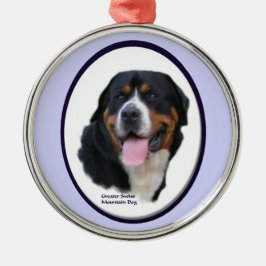 Greater Swiss Mountain Hund Art Silbernes Ornament