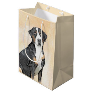 Greater Swiss Mountain Hund Gemälde - Original Ku Mittlere Geschenktüte