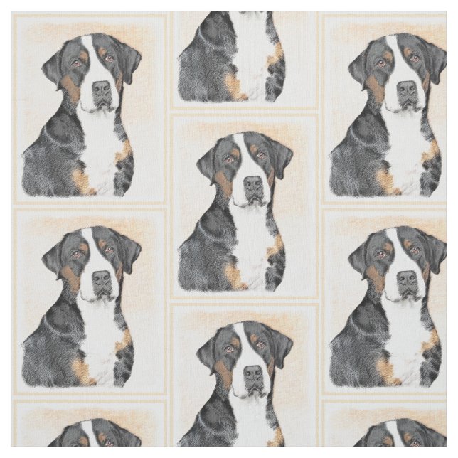 Greater Swiss Mountain Hund Gemälde - Original Kun Stoff (Muster)