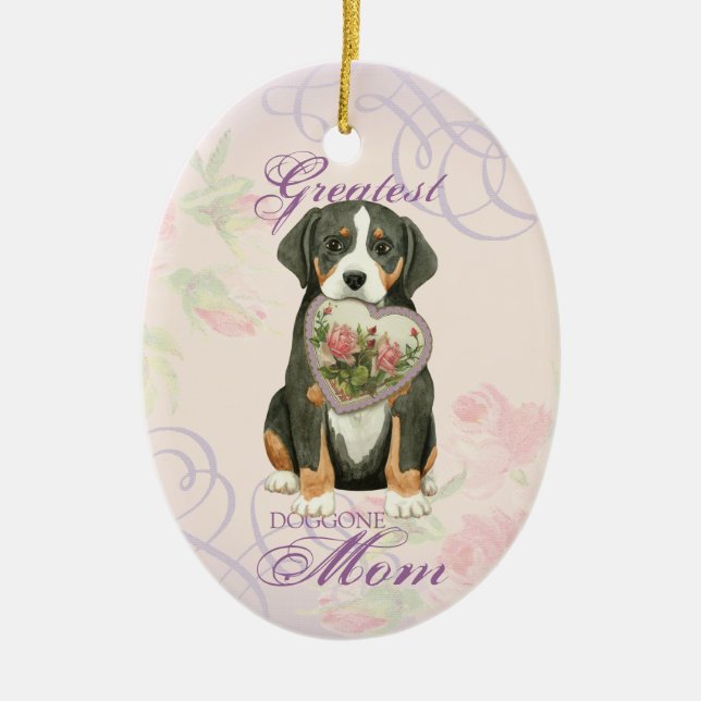 Greater Swiss Mountain Hund Herzliche Mama Keramik Keramik Ornament (Vorne)