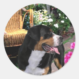 Greater Swiss Mountain Hund Kunstgiesserei Runder Aufkleber