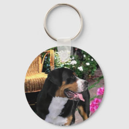 Greater Swiss Mountain Hund Kunstgiesserei Schlüsselanhänger