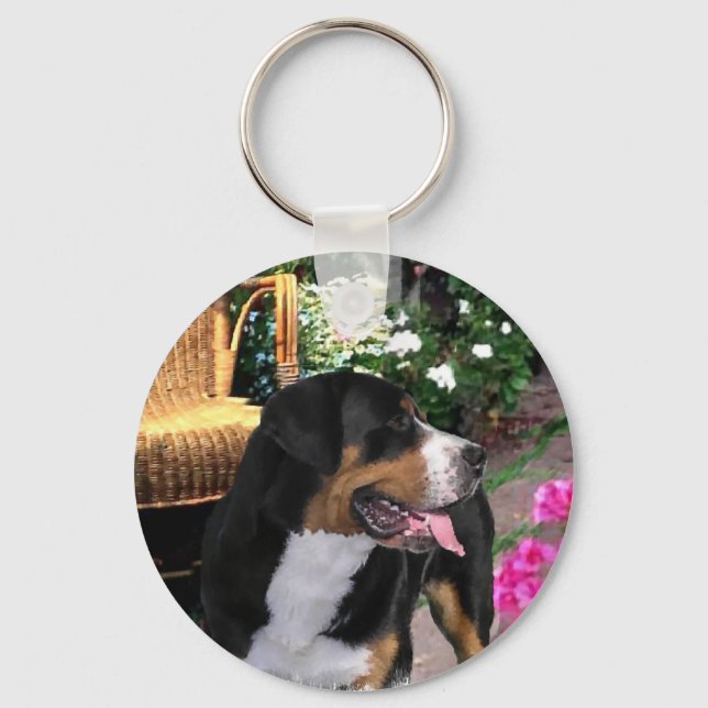 Greater Swiss Mountain Hund Kunstgiesserei Schlüsselanhänger (Vorderseite)