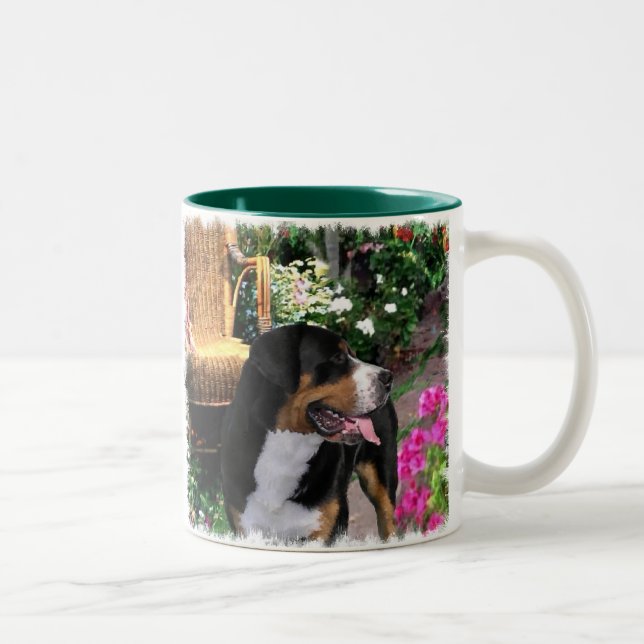 Greater Swiss Mountain Hund Kunstgiesserei Zweifarbige Tasse (Rechts)