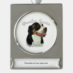 Greater Swiss Mountain Hund Mama 2 Banner-Ornament Silber