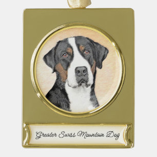 Greater Swiss Mountain Hunde Malerei - Originelle  Banner-Ornament Gold