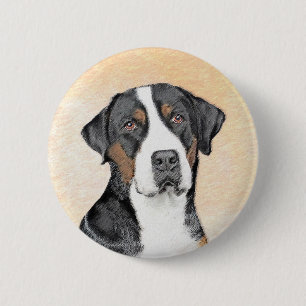 Greater Swiss Mountain Hunde Malerei - Originelle  Button
