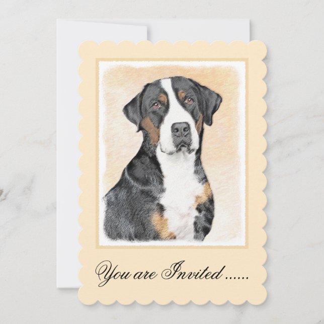 Greater Swiss Mountain Hunde Malerei - Originelle  Einladung (Vorderseite)
