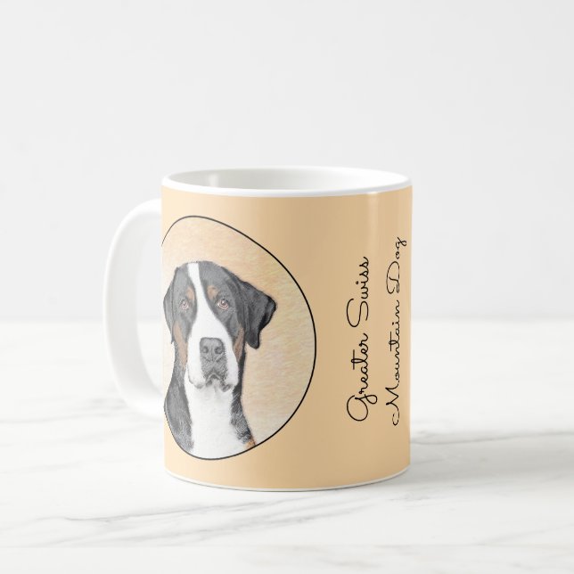Greater Swiss Mountain Hunde Malerei - Originelle  Kaffeetasse (Vorderseite Links)