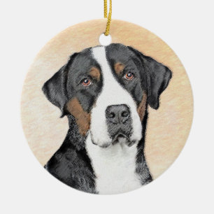 Greater Swiss Mountain Hunde Malerei - Originelle  Keramik Ornament
