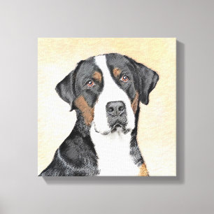 Greater Swiss Mountain Hunde Malerei - Originelle  Leinwanddruck