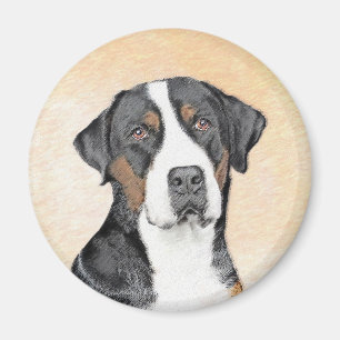 Greater Swiss Mountain Hunde Malerei - Originelle  Magnet