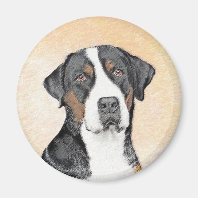 Greater Swiss Mountain Hunde Malerei - Originelle  Magnet (Vorne)