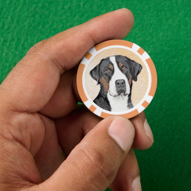 Greater Swiss Mountain Hunde Malerei - Originelle  Pokerchips (Hand)