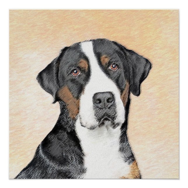 Greater Swiss Mountain Hunde Malerei - Originelle  Poster (Vorderseite)