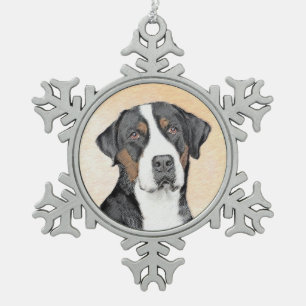 Greater Swiss Mountain Hunde Malerei - Originelle Schneeflocken Zinn-Ornament