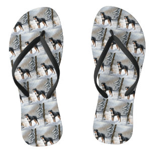 Greater Swiss Mountain Lass es schneien Weihnachte Flip Flops