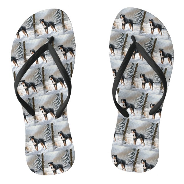 Greater Swiss Mountain Let It Snow Weihnachten Flip Flops (Fußbett)