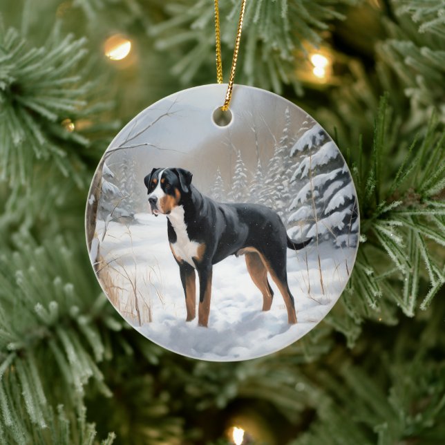 Greater Swiss Mountain Let It Snow Weihnachten Keramik Ornament (Baum)