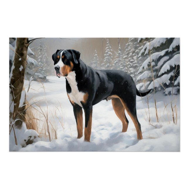 Greater Swiss Mountain Let It Snow Weihnachten Poster (Vorderseite)