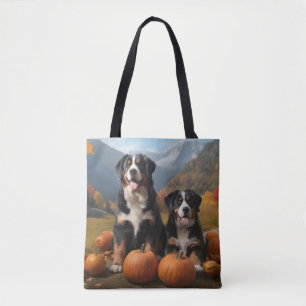 Greater Swiss Mountain Pup Herbstfreude Kürbis