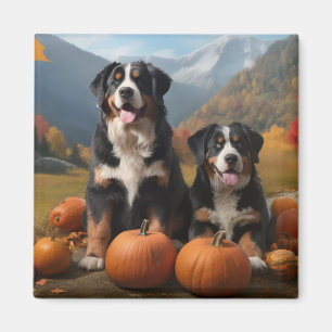 Greater Swiss Mountain Pup Herbstfreude Kürbis Magnet