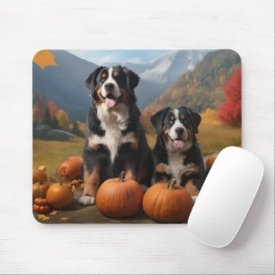 Greater Swiss Mountain Pup Herbstfreude Kürbis Mousepad