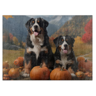 Greater Swiss Mountain Pup Herbstfreude Kürbis Schneidebrett