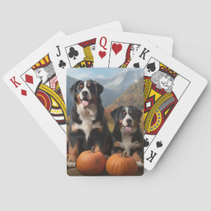 Greater Swiss Mountain Pup Herbstfreude Kürbis Spielkarten