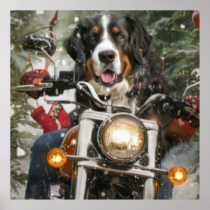Greater Swiss Mountain Riding Motorrad Weihnachten Poster