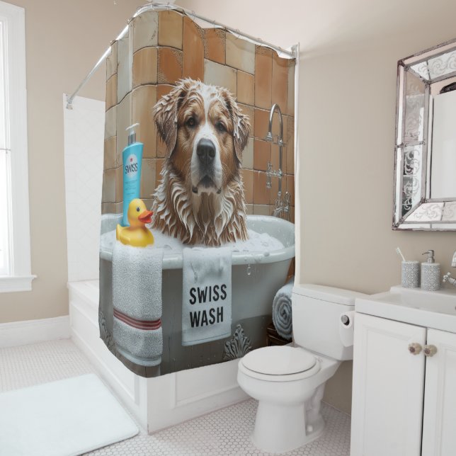 Greater Swiss Mountain Sloppy Schlampe Niedlich Fu Duschvorhang (Beispiel)