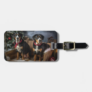 Greater Swiss Mountain Snowy Sleigh Weihnachten Gepäckanhänger