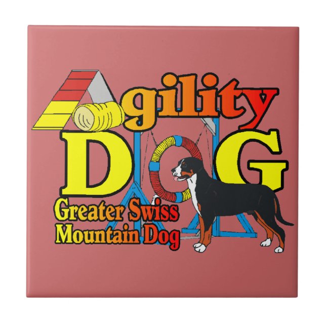 Greater Swiss Mtn Dog Agility Fliese (Vorderseite)