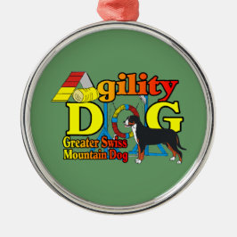 Greater Swiss Mtn Dog Agility Silbernes Ornament