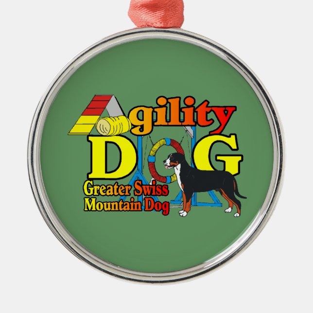 Greater Swiss Mtn Dog Agility Silbernes Ornament (Vorne)