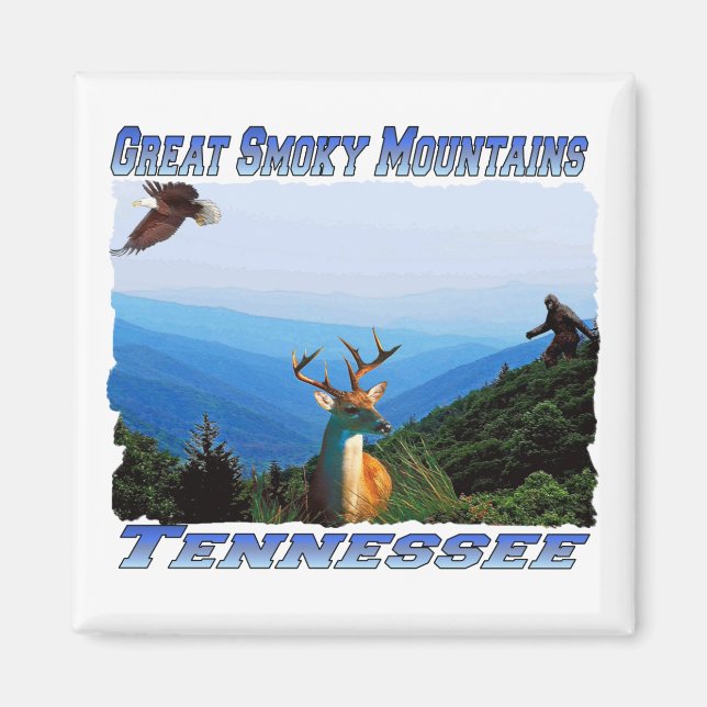 GreatSmokeyBergeTennessee Magnet oder Untersetzer (Vorne)