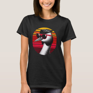 Grebe Vogel Sonnenbrille Sonnenuntergang Retro Sti T-Shirt