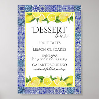 Grecian Blue und Lemon Dessert Bar Poster