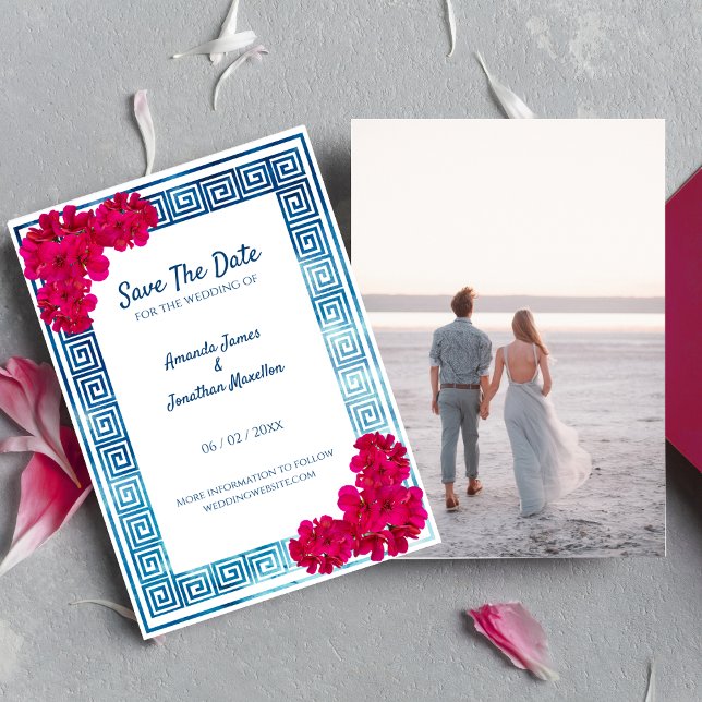 Grecian Elegance Custom Foto Save the Date Einladung (Von Creator hochgeladen)