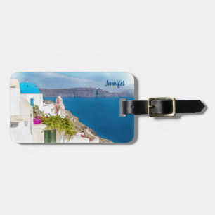 Grecian Paradise. Aquarellmalerei auf Santorin Gepäckanhänger