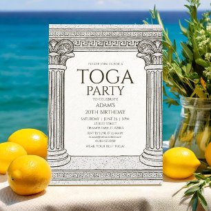 Grecian Toga Party Einladung mit Steinsäulen
