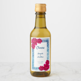 Grecian Wasserfarbe + Rosa Blume Weinetikett