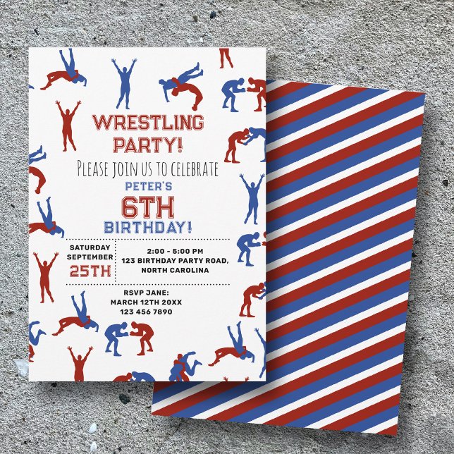 Greco Roman Freestyle Wrestling Kindergeburtstag Einladung (Greco Roman Freestyle Wrestling Kids Birthday Invitation)