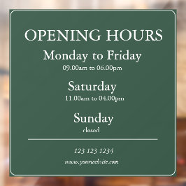 Gree Business Opening Hours Sign | Window Cling Fensteraufkleber