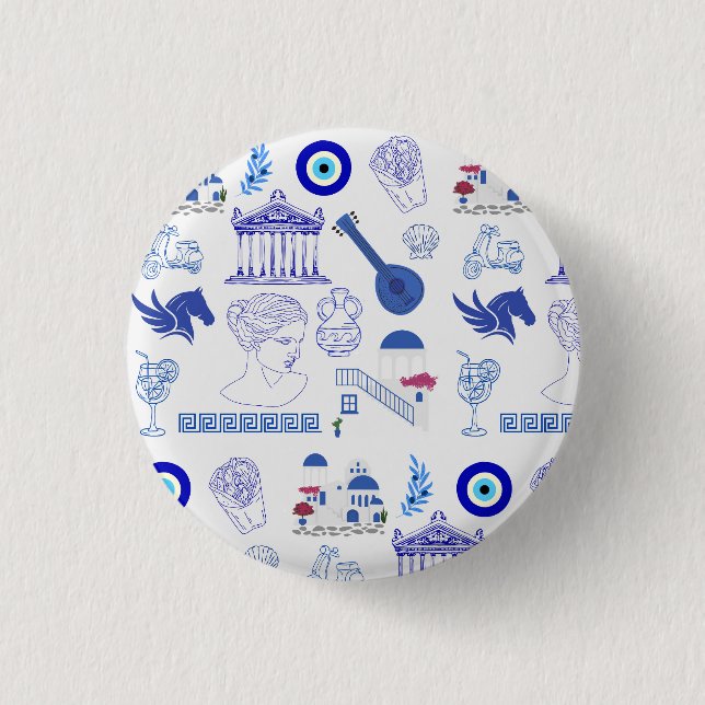 Greece Blue and White Button (Vorderseite)