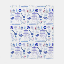 Greece Blue and White Fleecedecke
