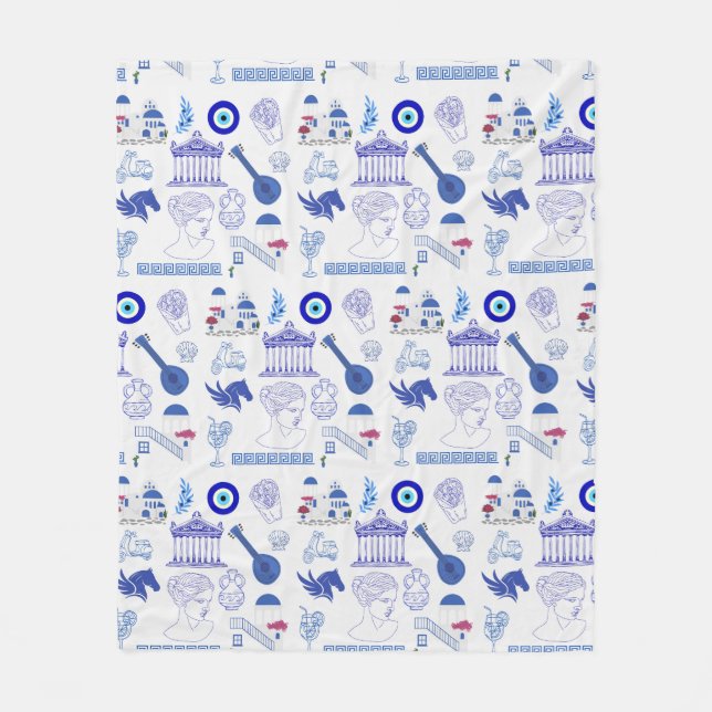 Greece Blue and White Fleecedecke (Vorderseite)