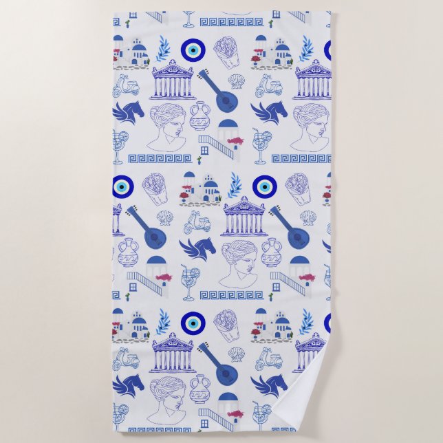 Greece Blue and White Strandtuch (Vorderseite)